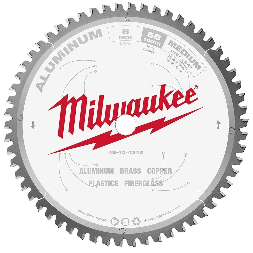 Milwaukee 8 in. Aluminum Cutting Circular Saw Blade - 48-40-4345
