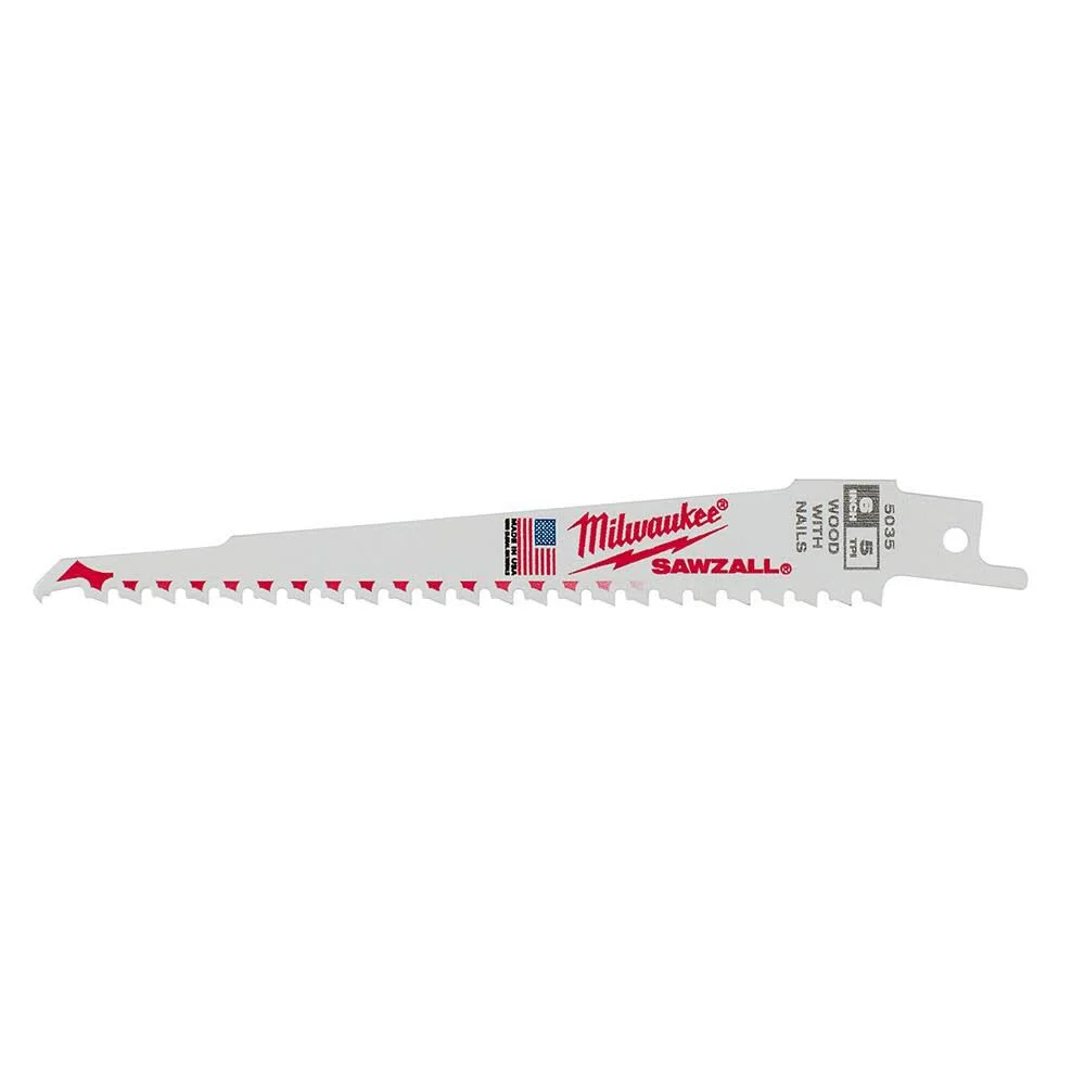 Milwaukee 6 in. 5 TPI SAWZALL Blades 5PK, large image number 1