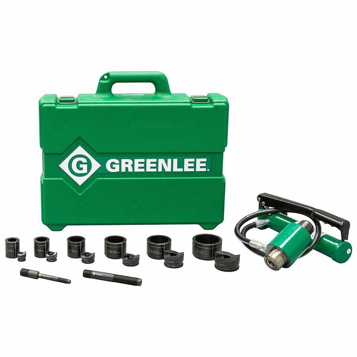 Greenlee 11-Ton 1/2-2 Inch Hydraulic Knockout Kit with Hand Pump and Slug-Buster