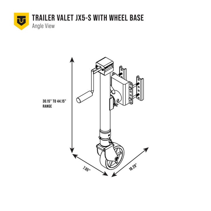 Trailer Valet TVJX5-S - 5000 lbs Side Pipe Mount Bracket Drill Jack with Wheel, large image number 8
