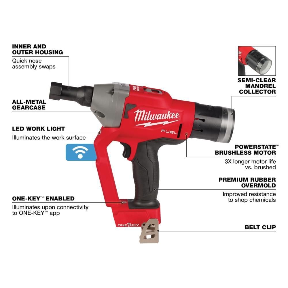 Milwaukee M18 FUEL 1/4inch Lockbolt Tool with ONE-KEY (Bare Tool), large image number 3