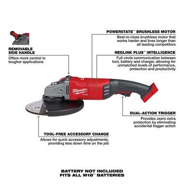 Milwaukee M18 FUEL 7 in. / 9 in. Large Angle Grinder (Bare Tool), large image number 6