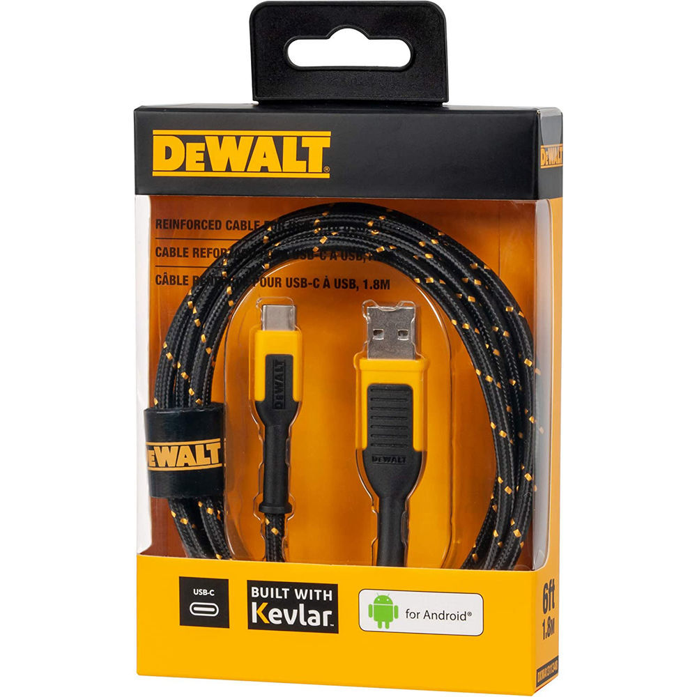 DEWALT Phone Charger USB-A to USB-C Reinforced Braided Cord 6', large image number 8