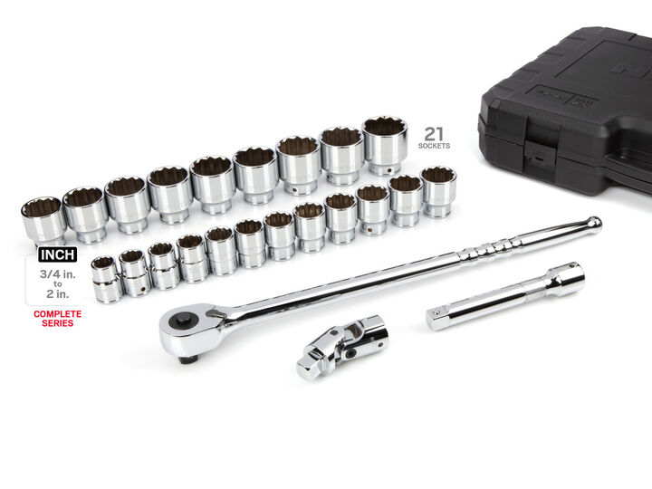 Tekton 3/4 Inch 12 Point Socket and Ratchet Set Case, 24 Pieces (3/4-2 Inch), large image number 2