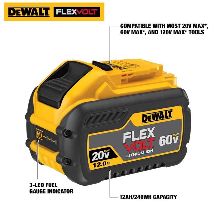 DEWALT FLEXVOLT 20V/60V 12Ah Lithium Ion Power Tool Battery Pack with Fuel Indicator, large image number 7