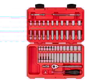 Tekton 1/4 Inch 12 Point. Socket and Ratchet Set, 5/32 - 9/16 Inch, 4 - 15 mm