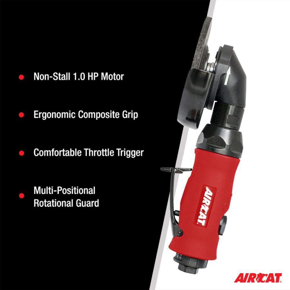 AIRCAT 1 HP 4-1/2 Inch Pneumatic Angle Grinder with Spindle Lock, large image number 6