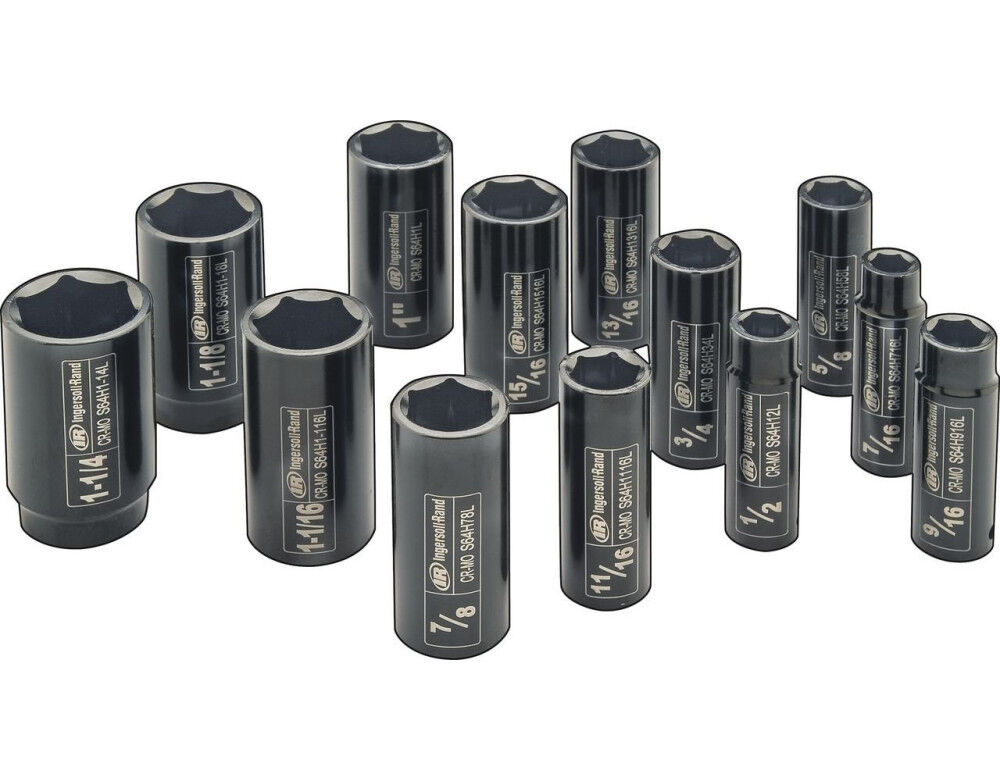 Ingersoll Rand 1/2 Inch Drive SAE Standard Deep Impact Socket Set 13 Pieces - SK4H13N