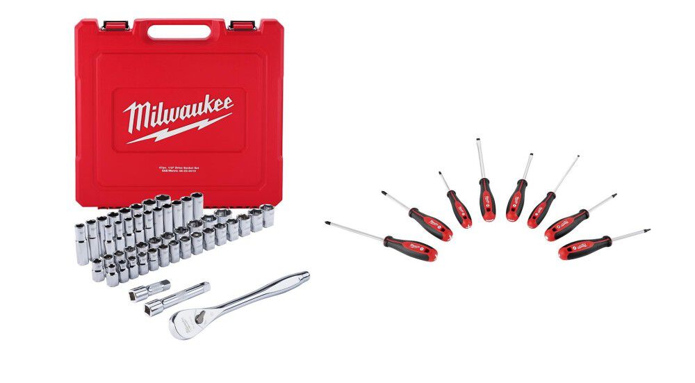 Milwaukee 47pc 1/2inch Tool Set SAE & Metric & 8pc Tool Set Bundle, large image number 1