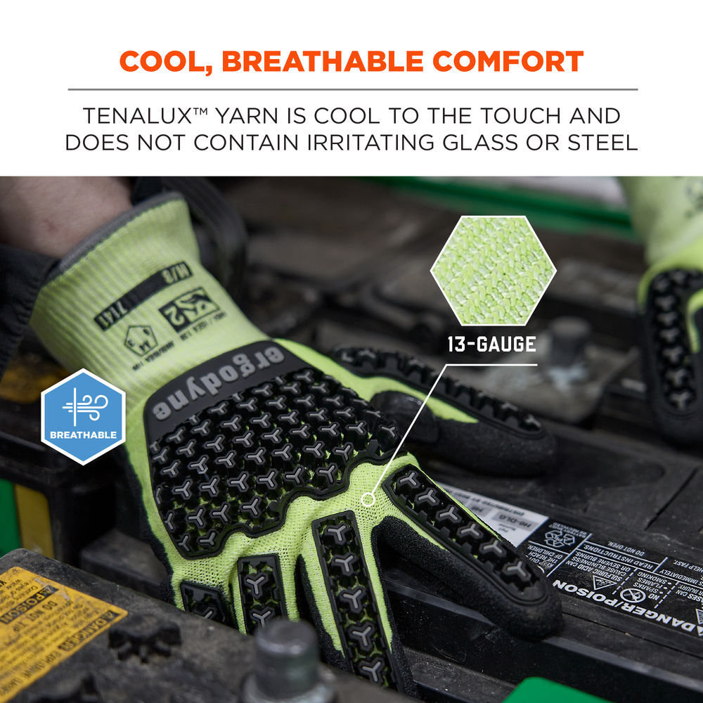 Ergodyne 7142 Coated A4 Cut-Resistant Impact Gloves Medium Lime, large image number 6