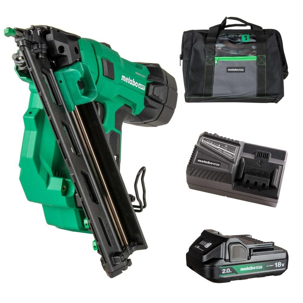 Metabo HPT 18V MultiVolt Brushless 15-Gauge Angled Finish Nailer 2 Ah Kit – NT1865DAAM