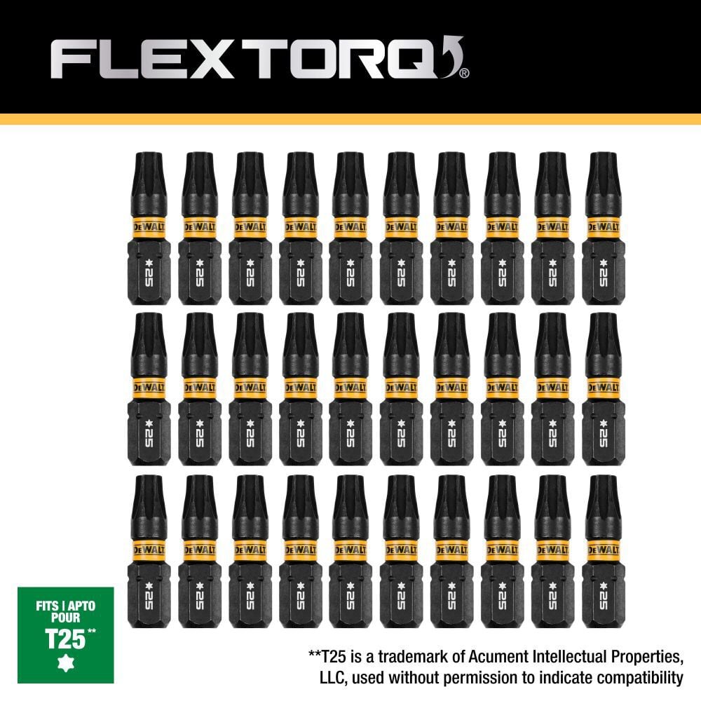 DEWALT FlexTorq 1/4 Inch x 1 Inch Torx Impact Driver Bit 30 Pieces, large image number 2
