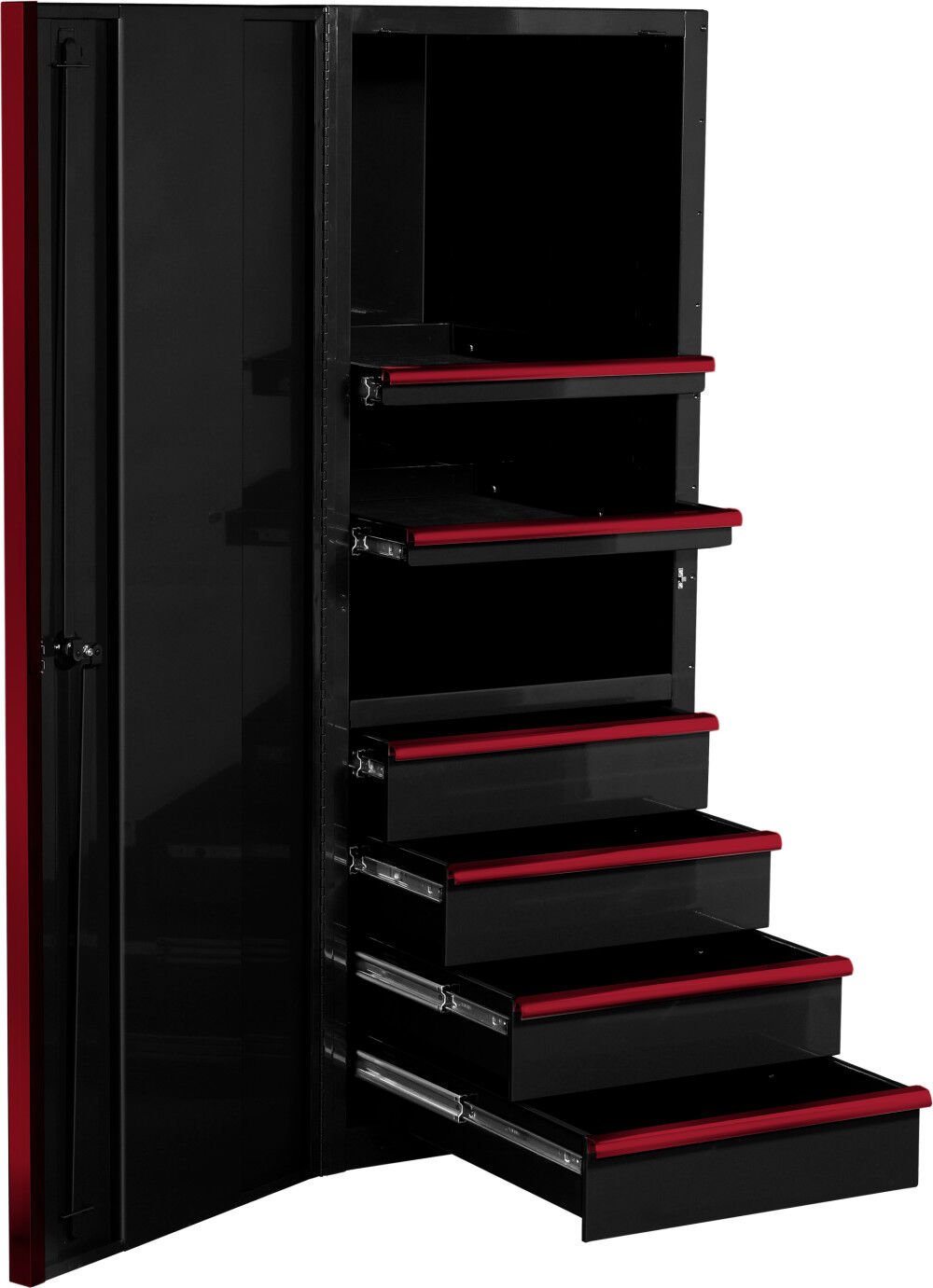 Extreme Tools 24in Black Side Cabinet with Red Handles – EX2404SCQBKRD
