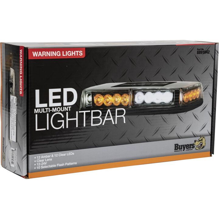 Buyers Products Company 11 Inch Rectangular Multi-Mount LED Mini Light Bar Amber and Clear, large image number 1