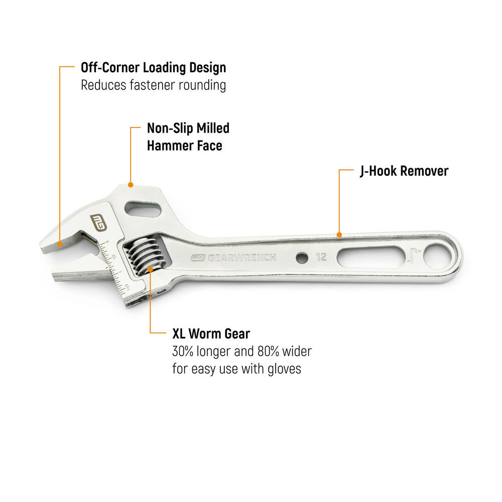 GEARWRENCH 12 Inch Lineman Adjustable Wrench, large image number 2