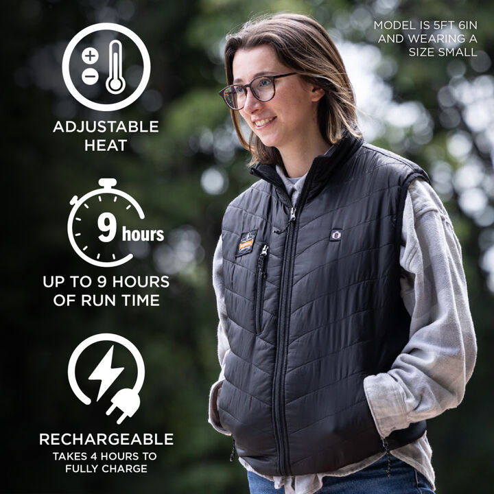 Ergodyne N-Ferno 6495 Rechargeable Heated Vest with Battery Black Small, large image number 1