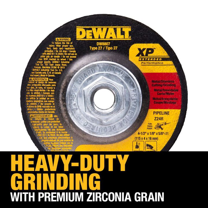DEWALT 4-1/2 Inch x 1/8 Inch x 5/8 Inch to 11 XP Grinding Wheel, large image number 3