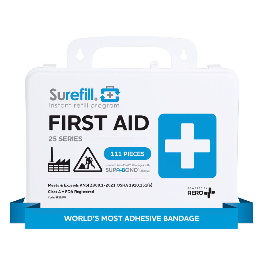 Aero Healthcare SUREFILL 25 ANSI 2021 A+ First Aid Kit - Weatherproof Plastic Case, large image number 1