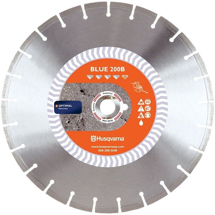 Husqvarna Construction Blue 200B 18 Inch Silver Diamond Blade for Concrete