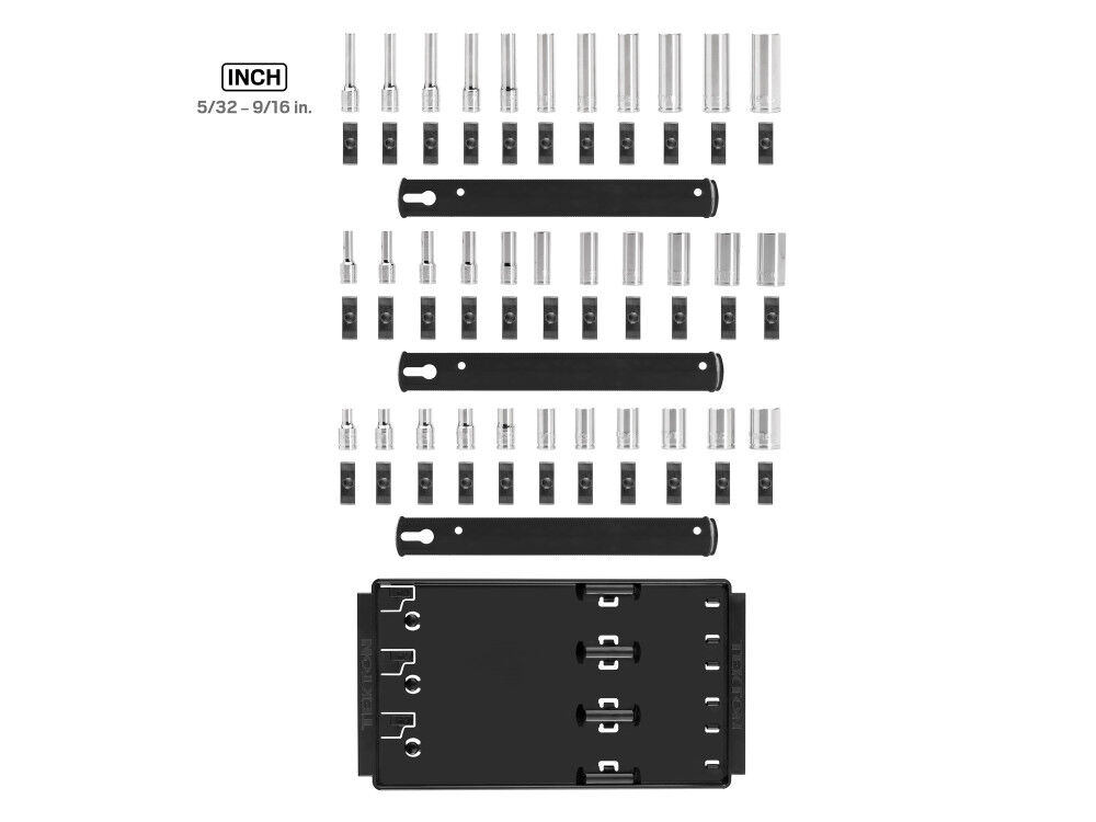 Tekton 1/4 Inch Drive Shallow, Semi-Deep, and Deep 6 Point Sockets, Rail, 33 Pieces, large image number 2
