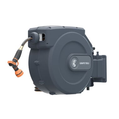 Giraffe Tools 1/2 Inch x 155 Foot Dark Grey Garden Hose Reel with PP Bracket
