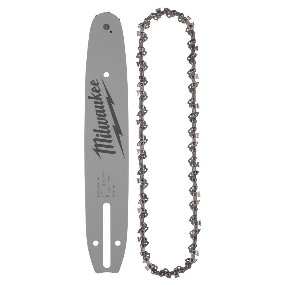 Milwaukee 10 Inch 3/8 Inch LOW PROFILE Pitch, .043 Inch Gauge Saw Chain and Guide Bar Set, large image number 1