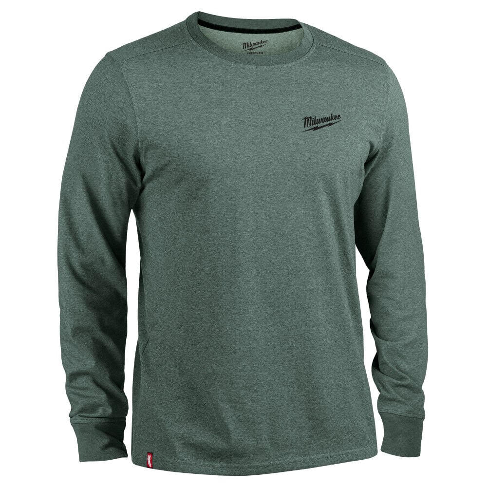 Milwaukee FREEFLEX Hybrid Long Sleeve Work Tee Dark Green Size Medium - 604E-M