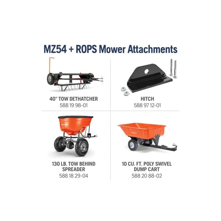 Husqvarna MZ54 ROPS 54 Inch 24HP Kawasaki Zero-Turn Lawn Mower, large image number 10