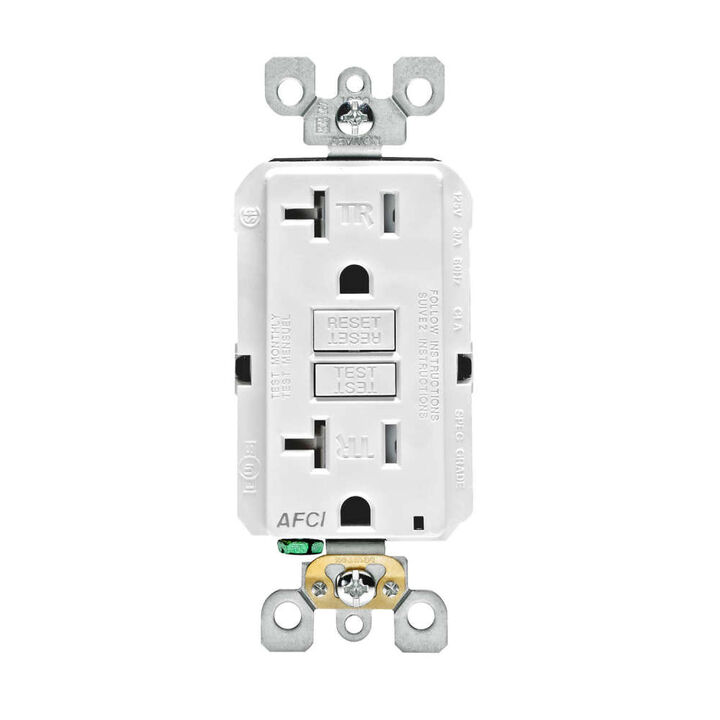 Leviton SmartlockPro AFCI Outlet 20A 125V White NEMA 5-20R, large image number 1