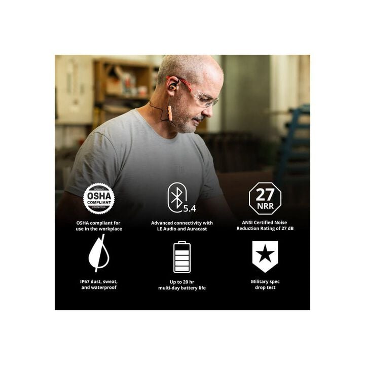 ISOtunes PRO 3.0 Bluetooth 27 dB Safety Orange Earbuds, large image number 3