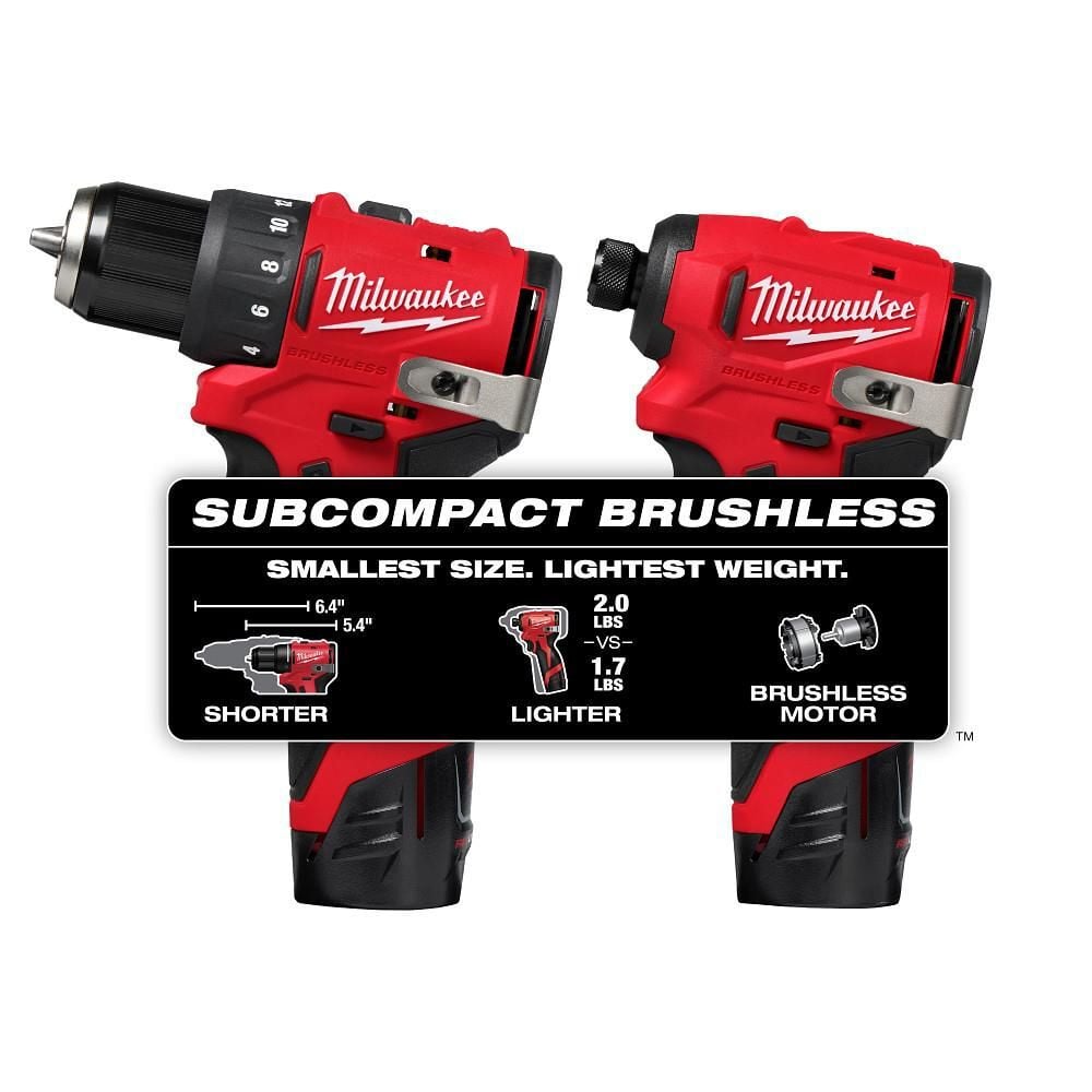 Milwaukee M12 Subcompact Brushless 2-Tool Combo Kit, large image number 2