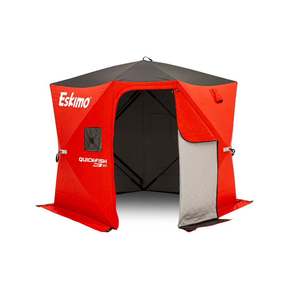 Eskimo QuickFish 3HD, Pop-Up Portable Shelter, No-Trip Door, Red/Black, Three Person, large image number 1