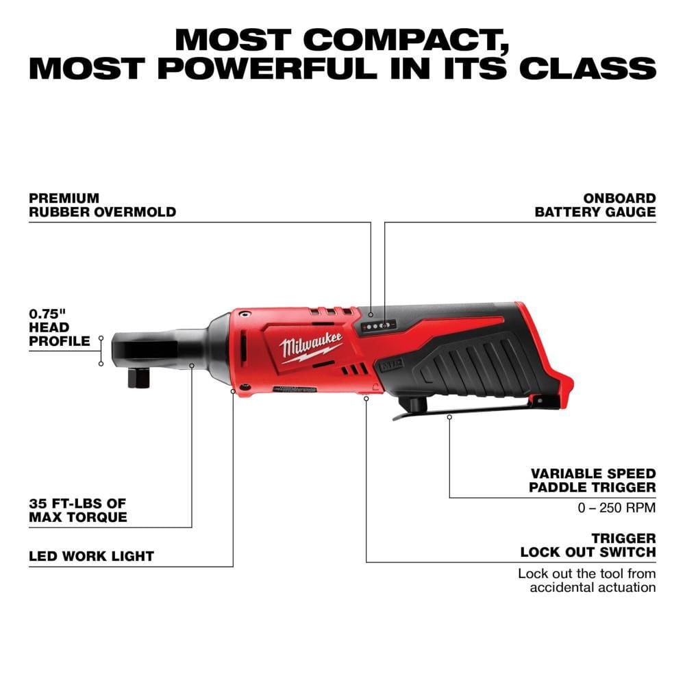 Milwaukee M12 Cordless 3/8 In. Ratchet (Bare Tool), large image number 2
