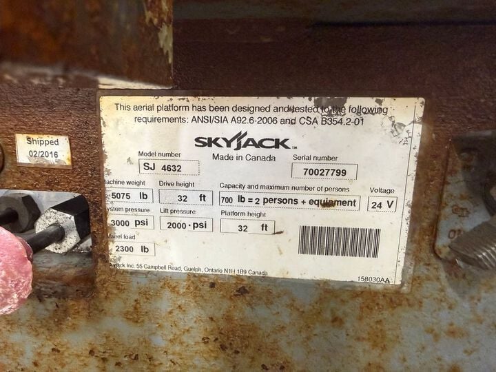 Skyjack SJIII4632 32 Ft Electric Slab Scissor Lift Used 2016, large image number 12