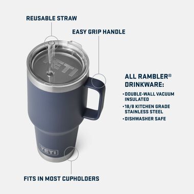 YETI 35 oz mug OFFSHORE BLUE STRAW LID Rambler Mug Cup Handle Limited  Edition