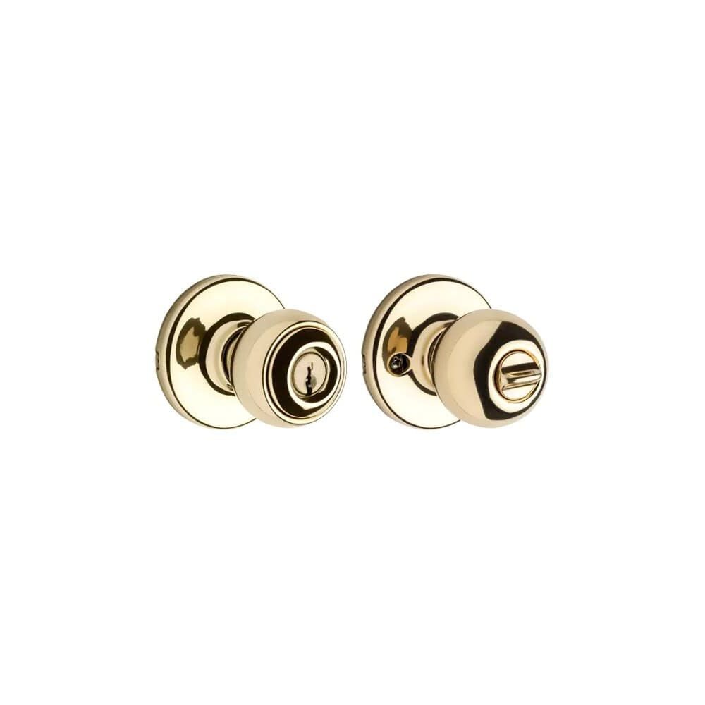 Kwikset Polished Brass Security Keyed Entry Exterior Polo Lockset Knob – 94002-831