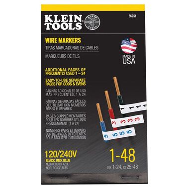 Klein Tools Wire Marker Book 120/240V 3 Phase