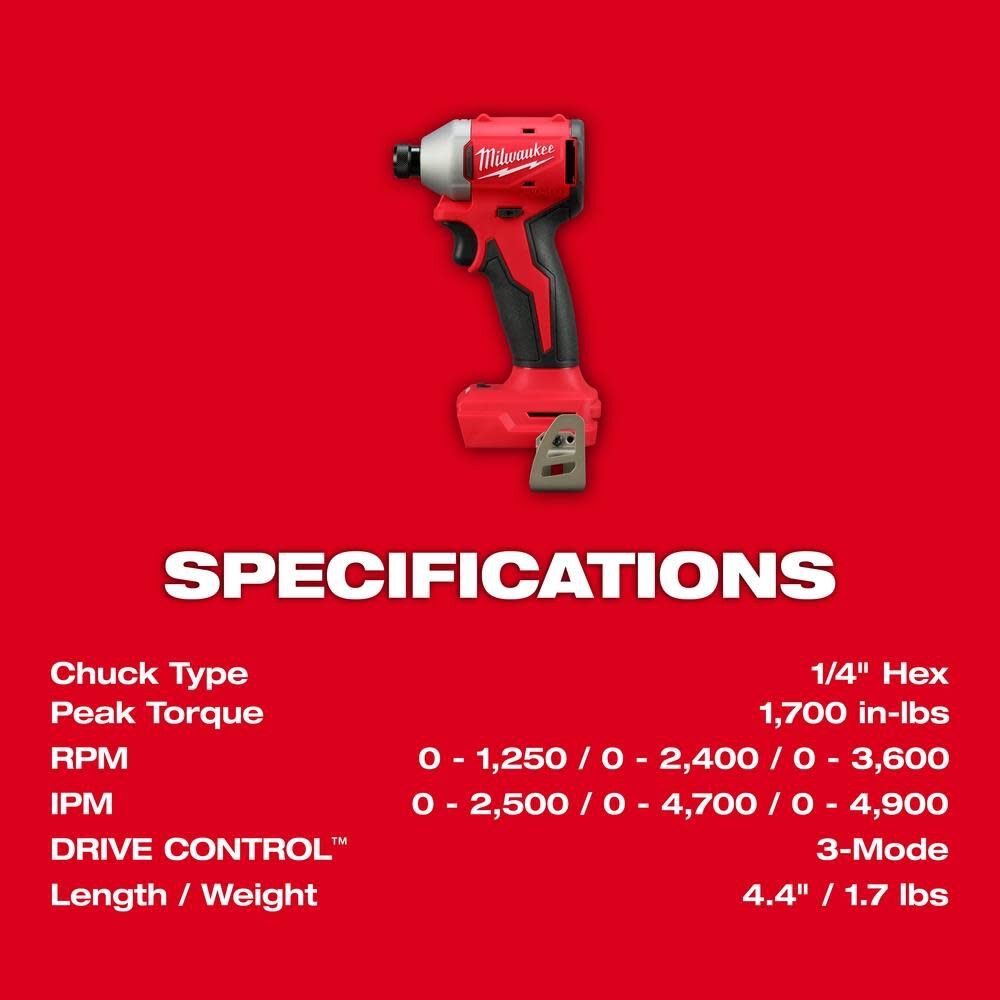 Milwaukee M18 Compact 1 4 In Hex 3 Speed Impact Driver Bare Tool 3651 20 Simolary simolary.com 9