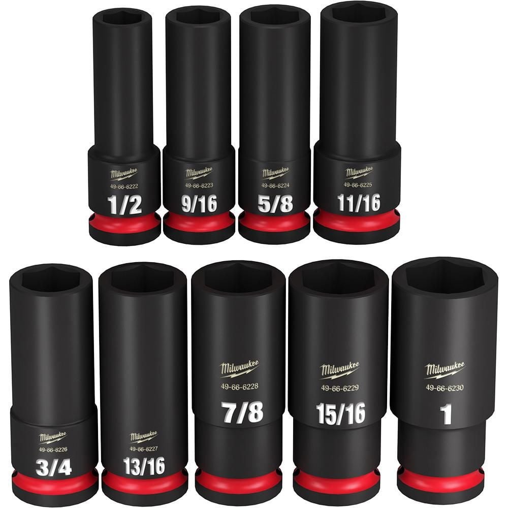 Milwaukee Impact Socket 1/2in Drive SAE 6 Point 9pc, large image number 2
