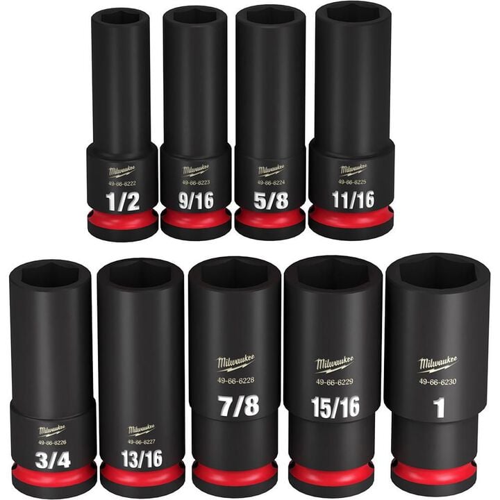 Milwaukee Impact Socket 1/2in Drive SAE 6 Point 9pc, large image number 1