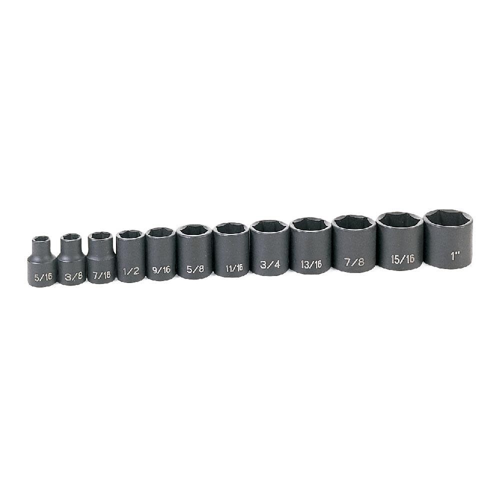 Grey Pneumatic 3/8in Drive Standard Length Impact Set, large image number 1