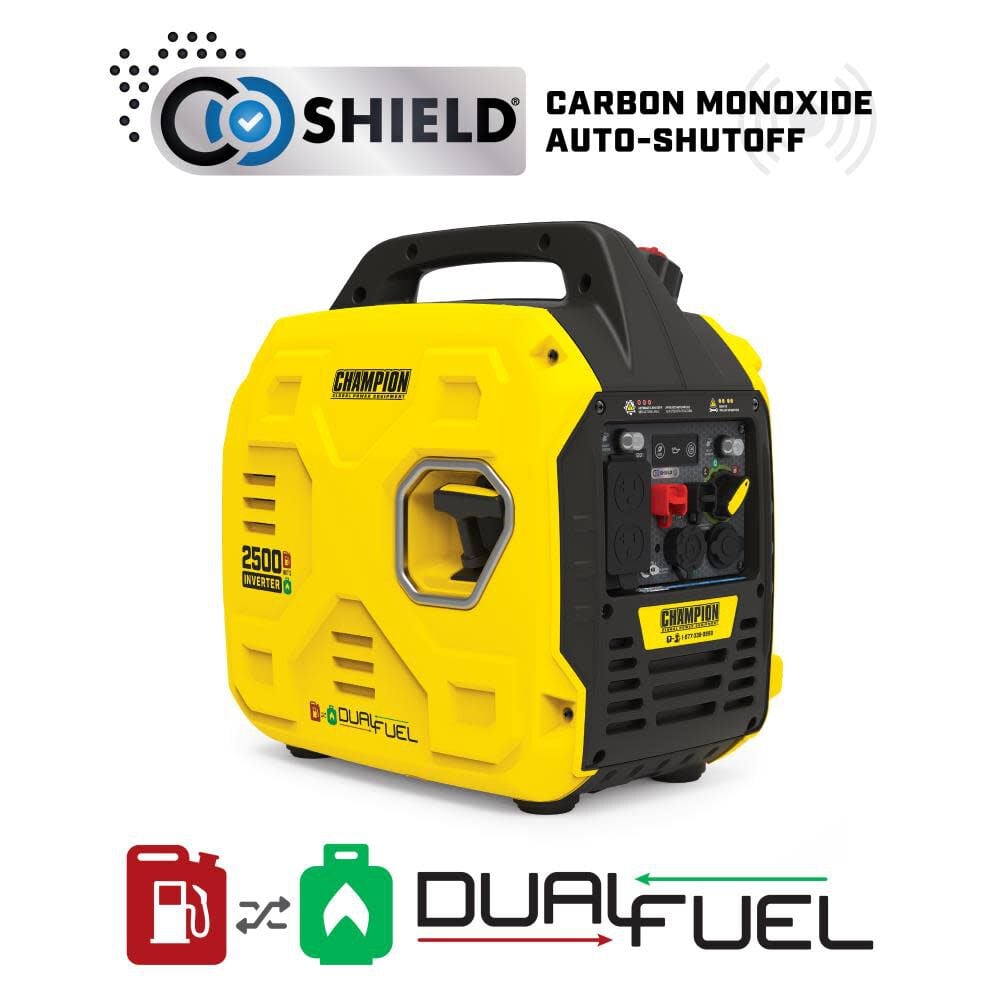 Champion Power Equipment 2, 500 Watt Dual Fuel 50-State Portable Inverter Generator with CO Shield – 201183