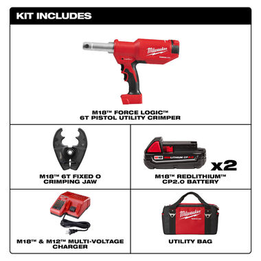 Milwaukee M18 FORCE LOGIC 6T Pistol Utility Crimper with O-D3 Jaw, large image number 1