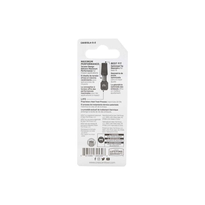 Crescent APEX Slotted Vortex Impact Power Bit 4-5 x 1in, large image number 1