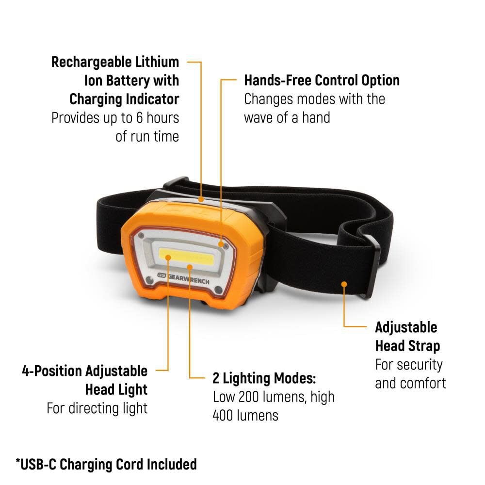 GEARWRENCH 400 Lumens Rechargeable Head Light, large image number 8