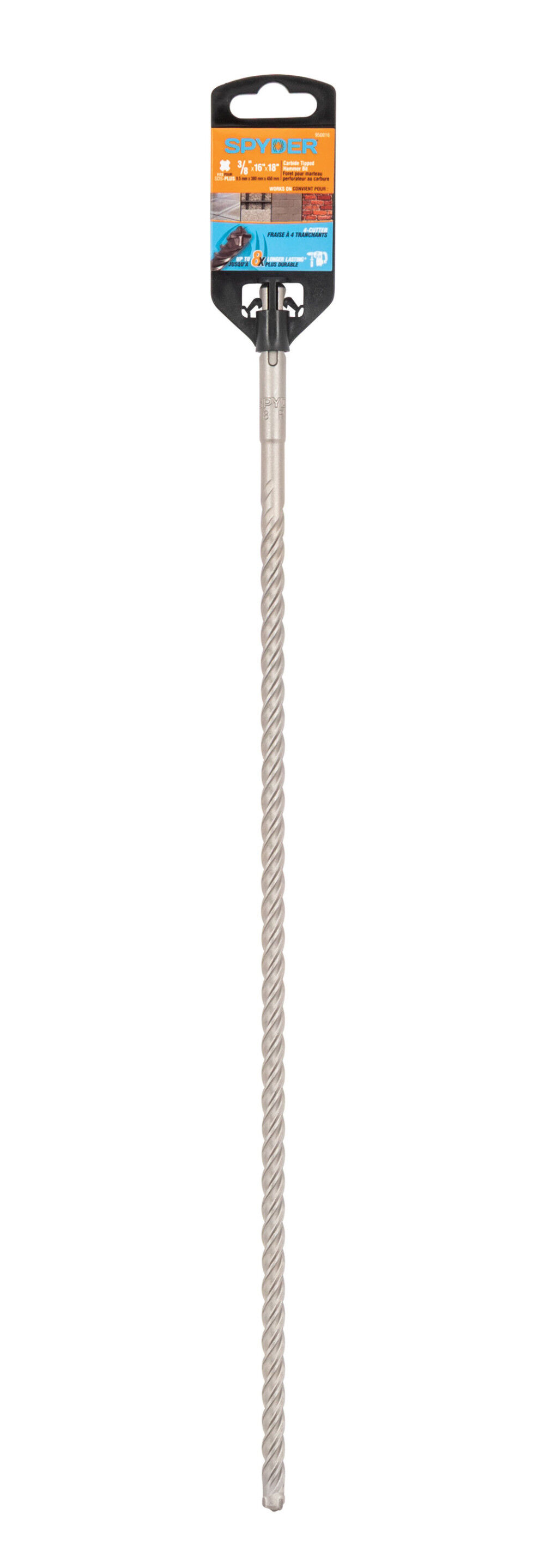 Spyder 3/8 Inch x 18 Inch SDS-Plus 4-Cutter Carbide-Tip Hammer Drill Bit, large image number 8