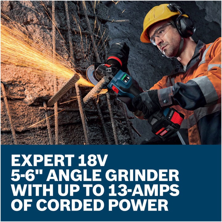 Bosch EXPERT 18V 6 inch Angle Grinder Kit with Slide Switch & 8.0 Ah Battery and Multi-Voltage Charger, large image number 4