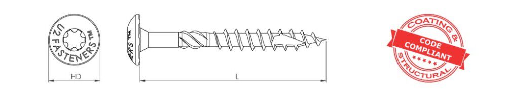 U2 Fasteners Construction Screw 3/8 Inch X 5 Inch, 40ct, large image number 2