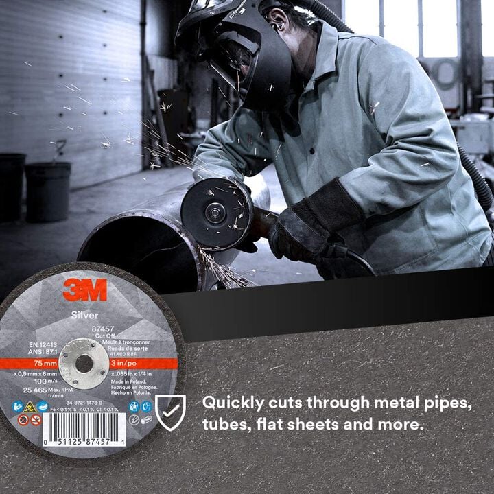 3M 3 x 0.035 x 1/4 in Type 1 Silver Cut-off Wheel, large image number 2