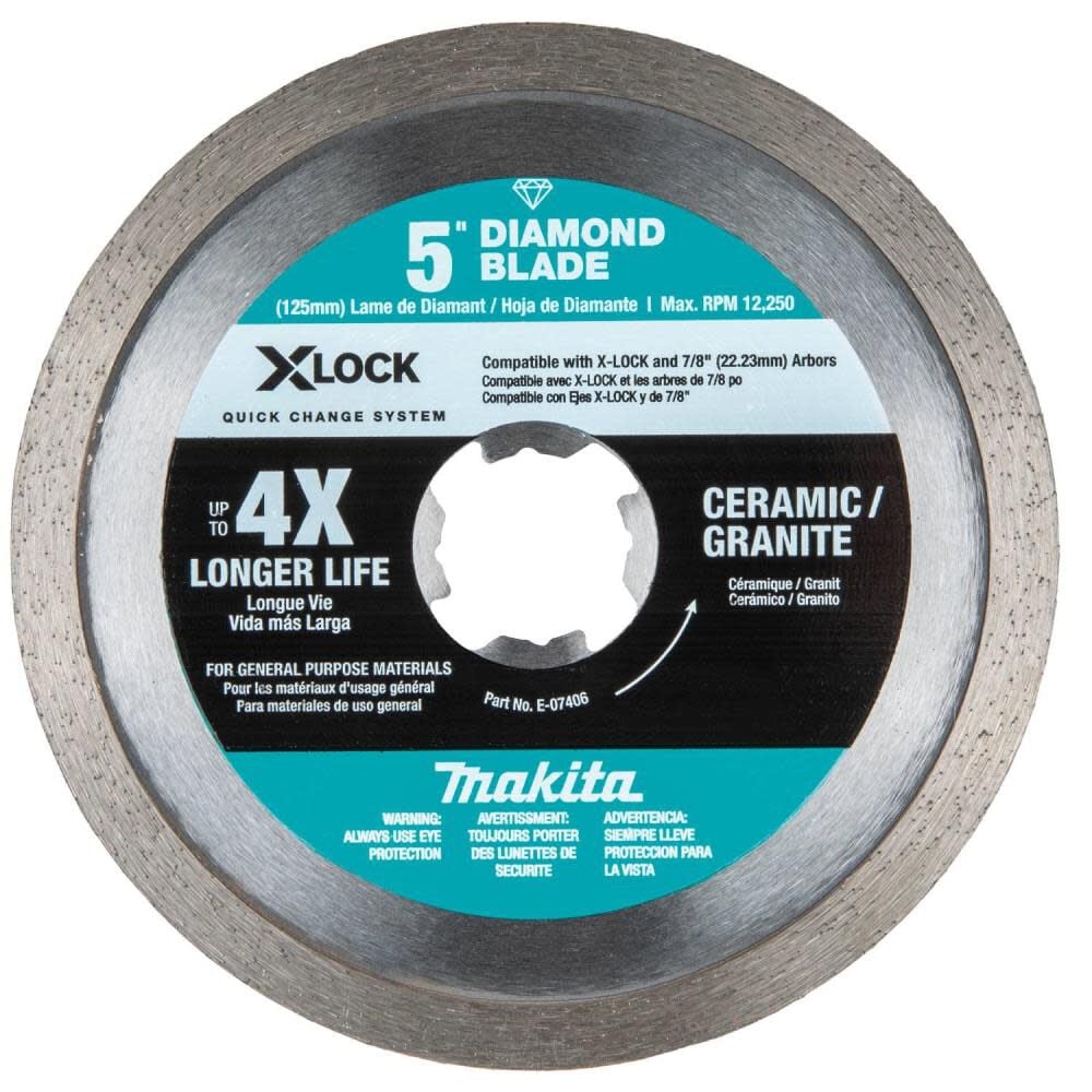 Makita XLOCK 5 Inch Continuous Rim Diamond Blade for Ceramic and Granite - E-07406